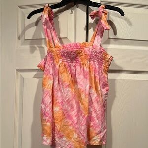 Time & Tru sz 8-10 - Pink and Orange Tie-Dye Women’s Tie ShoulderTank